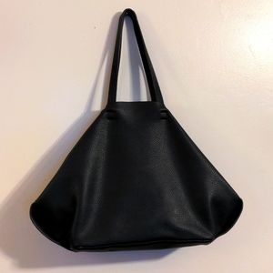 Dark blue leather Zara should/slouch bag